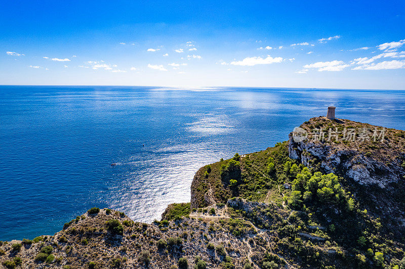 Moraira鸟瞰Torre del Cap dOr Or和地中海的阿利坎特